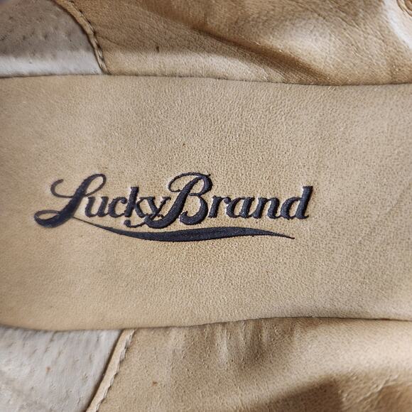 Lucky Brand Emmie Faux Leather Snakeskin Print Ballet Flats Cream Gray Tan 8 - Picture 4 of 7